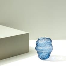 【Hübsch】 - 661208 極光水藍色不規則造型玻璃花瓶 花器 插花