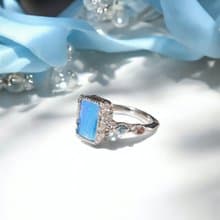 Australian Opal ring with Blue topaz, Pink tourmaline, Silver 925 setting