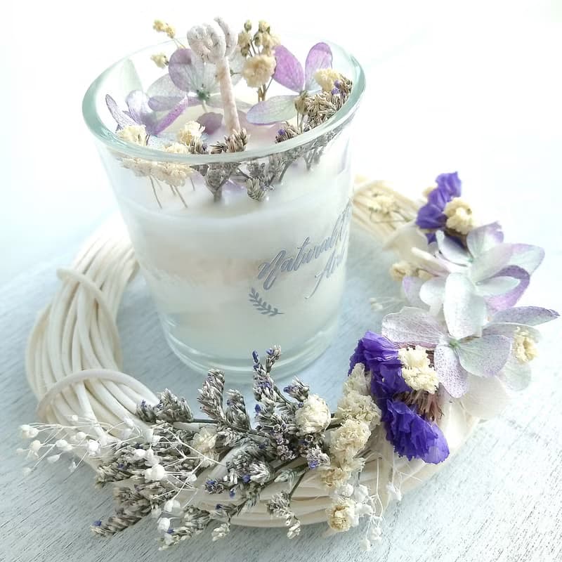 禮盒-花環晶石蠟燭組合 紫水晶玻璃杯大豆蠟燭 生日禮物 畢業禮物