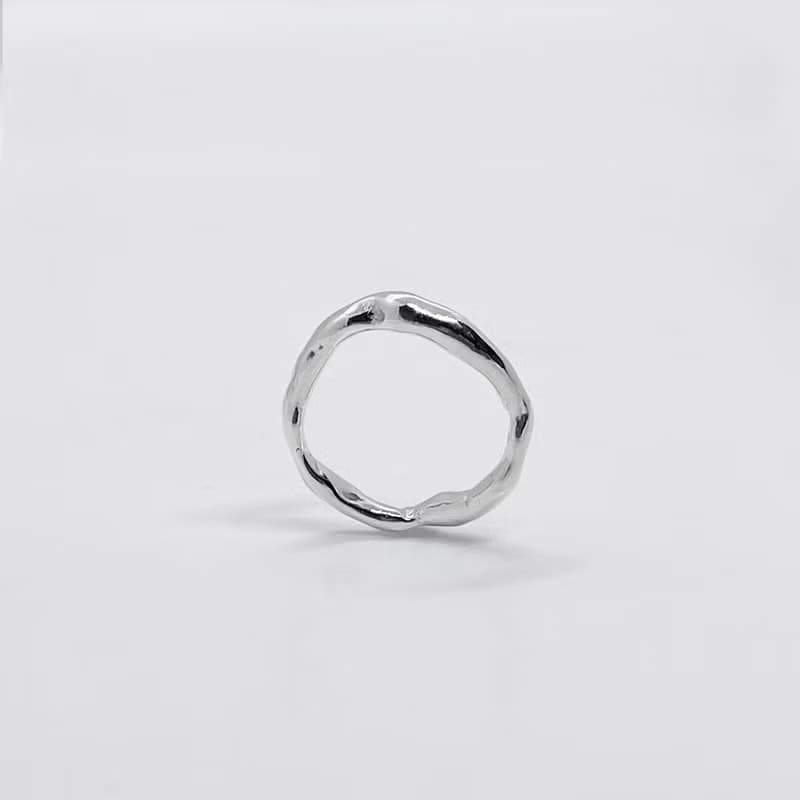 Melting circle / 融化的圓 純銀戒指三件組