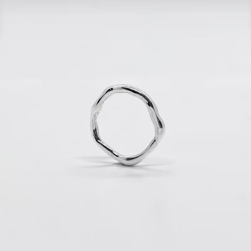 Melting circle / 融化的圓 純銀戒指三件組
