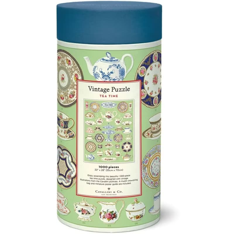 Cavallini & Co.  圓罐1000片拼圖_古典瓷器
