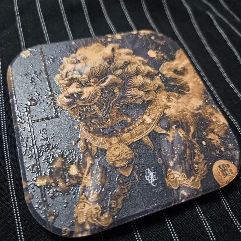 金獅-晶雕吸水陶瓷杯墊