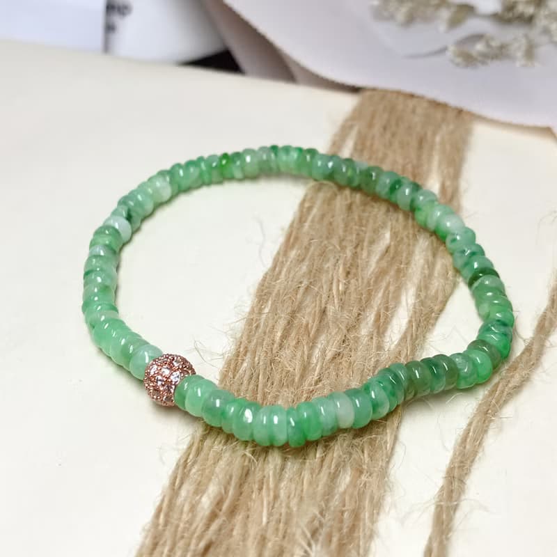 陽綠翡翠算盤珠手珠 | 天然緬甸玉A貨翡翠 | 送禮