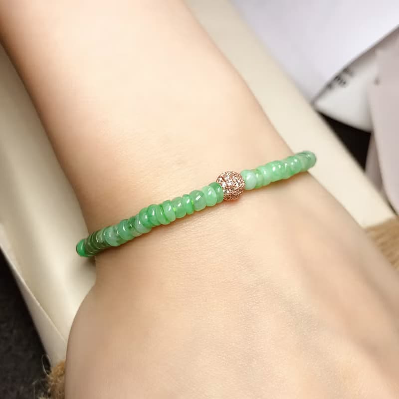 陽綠翡翠算盤珠手珠 | 天然緬甸玉A貨翡翠 | 送禮