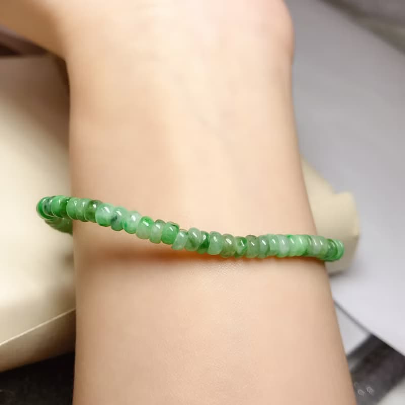 陽綠翡翠算盤珠手珠 | 天然緬甸玉A貨翡翠 | 送禮