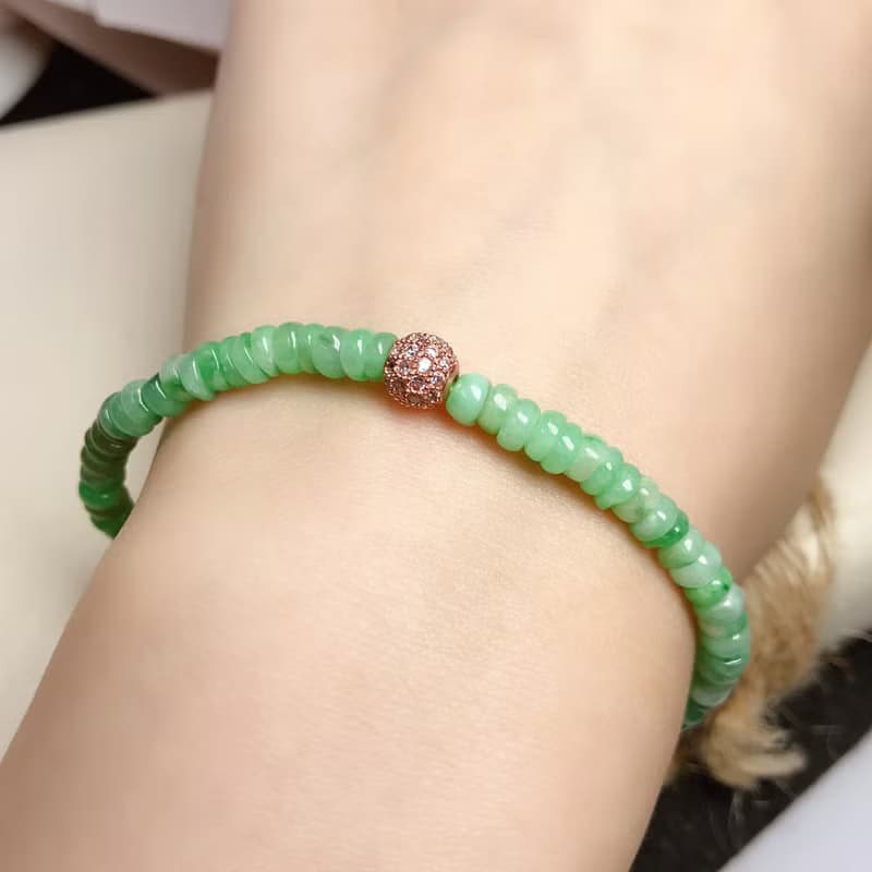 陽綠翡翠算盤珠手珠 | 天然緬甸玉A貨翡翠 | 送禮