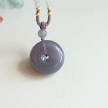 天然煙紫和田玉面包圈平安扣吊墜甜甜圈冰底煙紫料顏色均勻