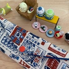 文青風環保純棉筷袋 兒時記趣 原胚白 日本 潮物 收納 手作餐具