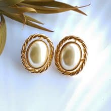 Vintage Jewelry 西洋古董飾品 KJL 優雅仿珠 針式耳環