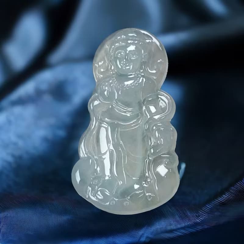 放光高冰種翡翠觀音菩薩 | 天然緬甸玉翡翠A貨 | 送禮