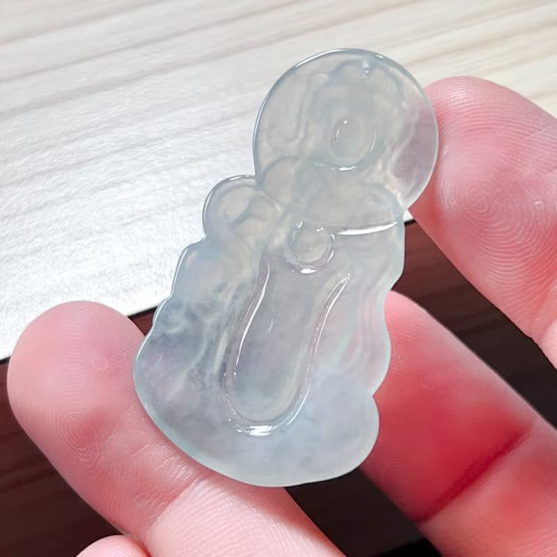 放光高冰種翡翠觀音菩薩 | 天然緬甸玉翡翠A貨 | 送禮