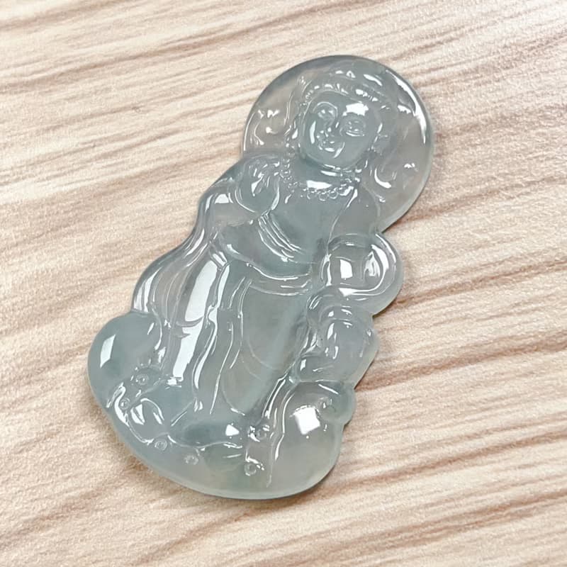 放光高冰種翡翠觀音菩薩 | 天然緬甸玉翡翠A貨 | 送禮