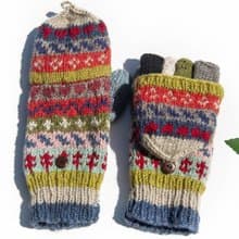 手織純羊毛針織手套/可拆卸保暖手套/內刷毛手套/觸控手套-北歐