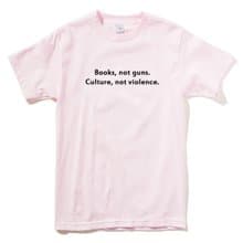 Books Not Guns Culture Not Violence 短袖T恤 淺粉色 夏裝文字