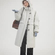 復古牛角包 超保暖90白鴨絨長款羽絨服