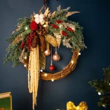 【聖誕裝飾x交換禮物】 永生雪松聖誕花圈 45cm