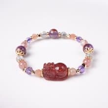 單條限量 // 草莓晶貔貅招財手鍊 // 草莓晶橙月光石紫水晶