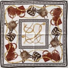 Fendi Vintage Scarf with Iconic Bag Motif and Chain Design 20 x 19.5 inches