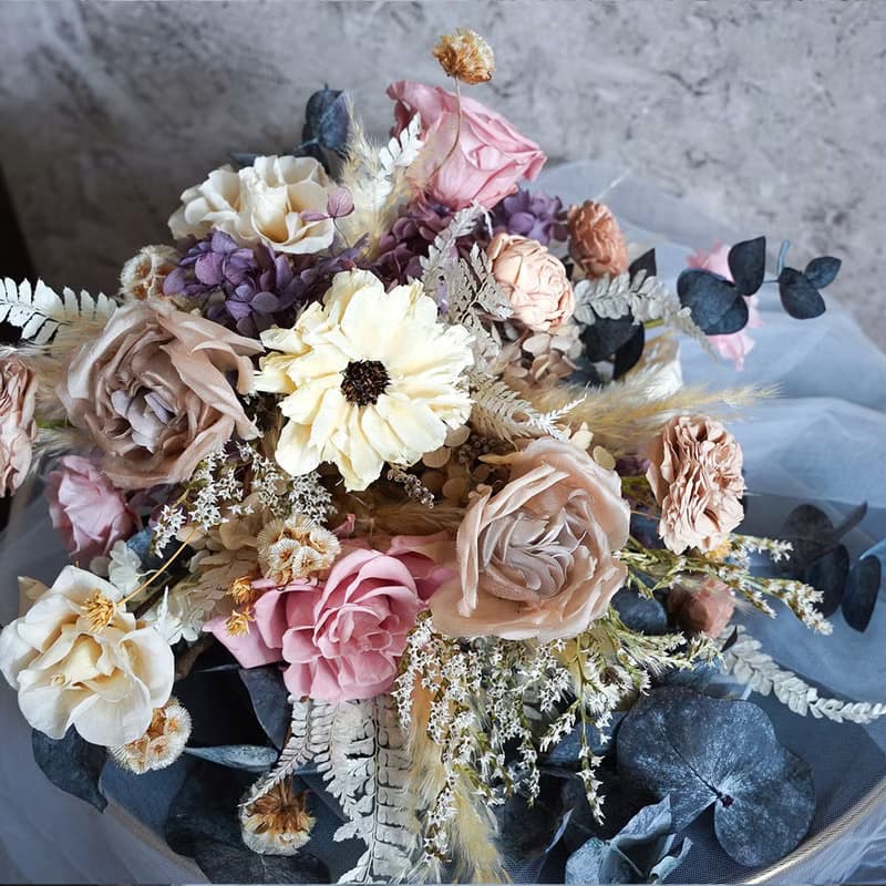 【竒植花物】歐風永生乾燥新娘捧花 求婚花束 情人節花束
