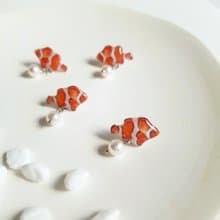 【動物們 No.05】小丑魚 珍珠耳環/耳夾