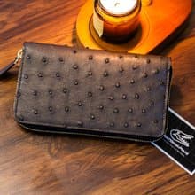 手工鴕鳥皮皮革長銀包