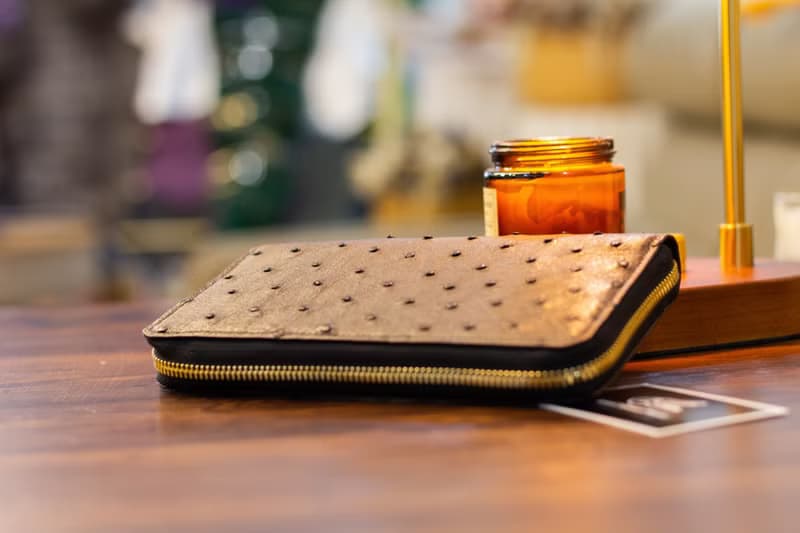 手工鴕鳥皮皮革長銀包