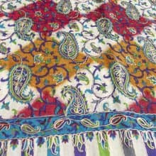 喀什米爾Cashmere/羊絨圍巾/純羊毛圍巾披巾/戒指絨披肩-刺繡花朵