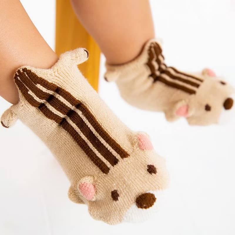 1212250P  2足セット POP UP SOX ギフトボックス シマリス Chipmunk 日本製 キャメル/ベージュ ２色入り