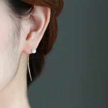 14kgf- tiny pearl line pierced earrings