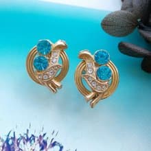 Vintage Jewelry 西洋古董飾品 氣質 對稱 湖水藍 栓式耳環