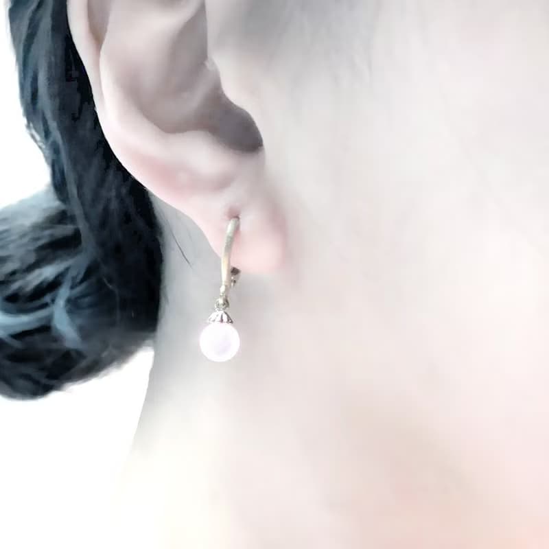 VIIART。小果實II。小花針天然石復古黃銅耳環-可改夾式