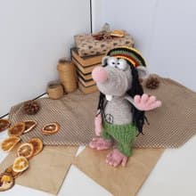 Interior toy rat in the style of Rasta Bob Marley. Funny mouse gift to a friend