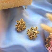 啞光金繩邊蝶影萊茵夾式耳環/vintage美國西洋古董飾品