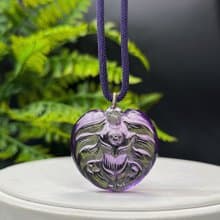 高品質 愛心 紫水晶吊墜項錬 冰透凈體 手雕九尾狐 濃郁紫色水晶