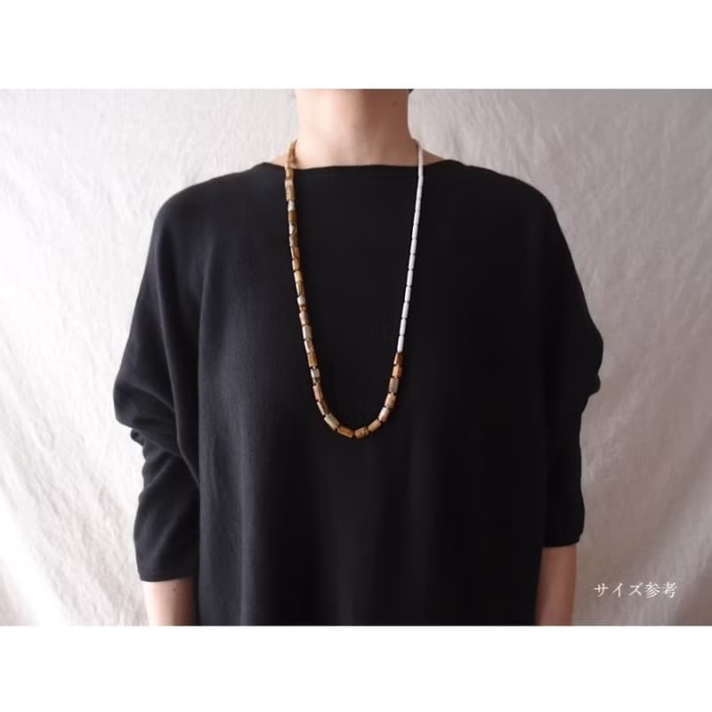 Picture Jasper× Black Onyx Asymmetry Necklace ロングネックレス Black