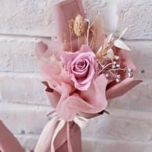 石英粉 單朵永生玫瑰花束 (中輪玫) -中