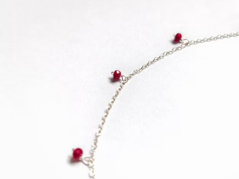 果實纍纍 Ruby 迷你紅寶石項鍊 鎖骨鍊 可調長度 SV925/14KGF