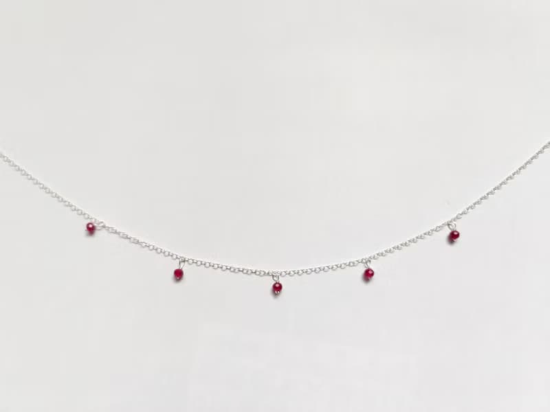 果實纍纍 Ruby 迷你紅寶石項鍊 鎖骨鍊 可調長度 SV925/14KGF