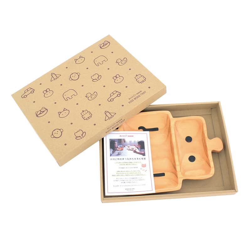 【SPICE】日本PETIT'S MAMAN  天然松木 兒童餐盤- 機器人