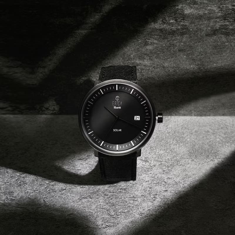 工藝匠心 環保之芯ERICA LIBERT太陽能鳳梨皮帶腕錶-套組極簡黑