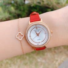 簡約鋯石真皮石英女士手錶