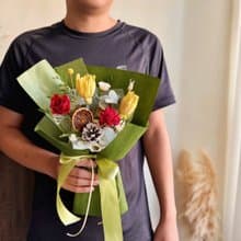 聖誕 紅綠色系 永生花束