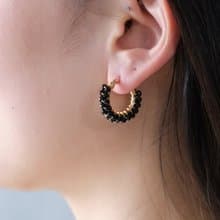 HappyCircle1.9cm│天然黑尖晶石雙層款 14kgf 耳夾 生日 禮物