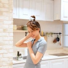 クリスタル | 咲き編みヘアゴム | 4月誕生石