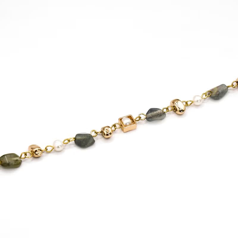 正能量 x 拉長石 珍珠 【波照間島的約定】 OT扣 手鍊