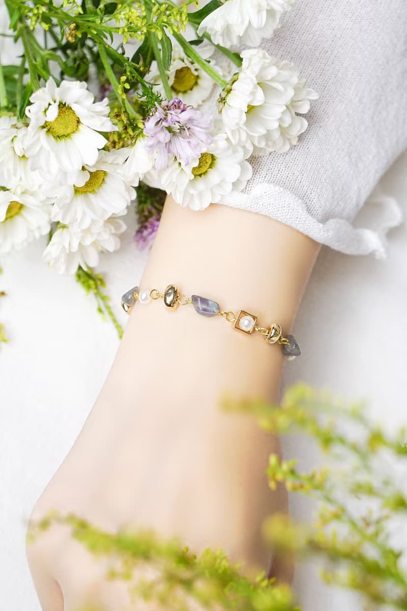 正能量 x 拉長石 珍珠 【波照間島的約定】 OT扣 手鍊