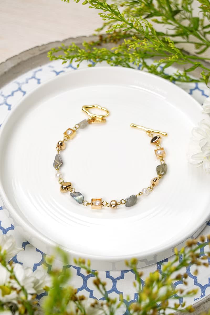 正能量 x 拉長石 珍珠 【波照間島的約定】 OT扣 手鍊