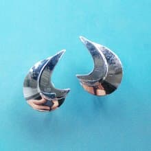 Vintage Jewelry 西洋古董飾品 SARAH COV 銀色 流線 夾式耳環