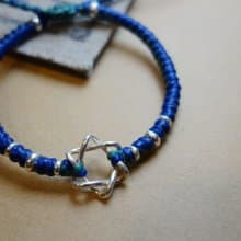 大衛之星六芒星 925純銀蠶絲蠟線編織手鍊/ Hexagram 925 silver